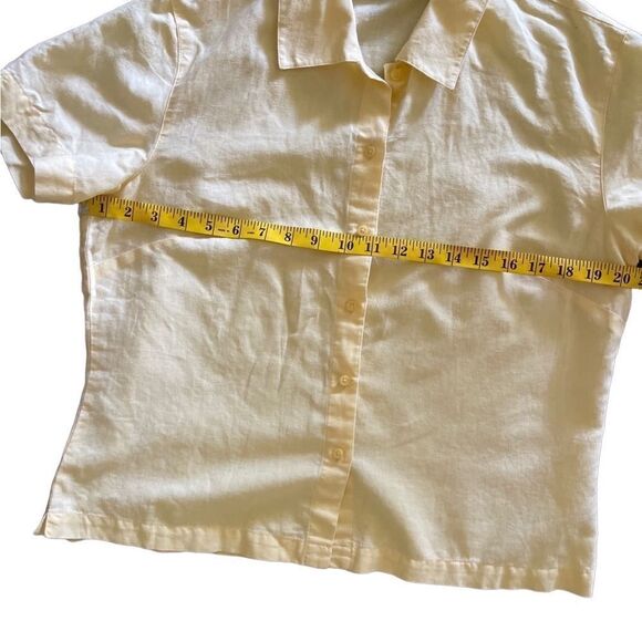 Eddie Bauer womens 100% linen short sleeve button down yellow blouse size M - Picture 5 of 5
